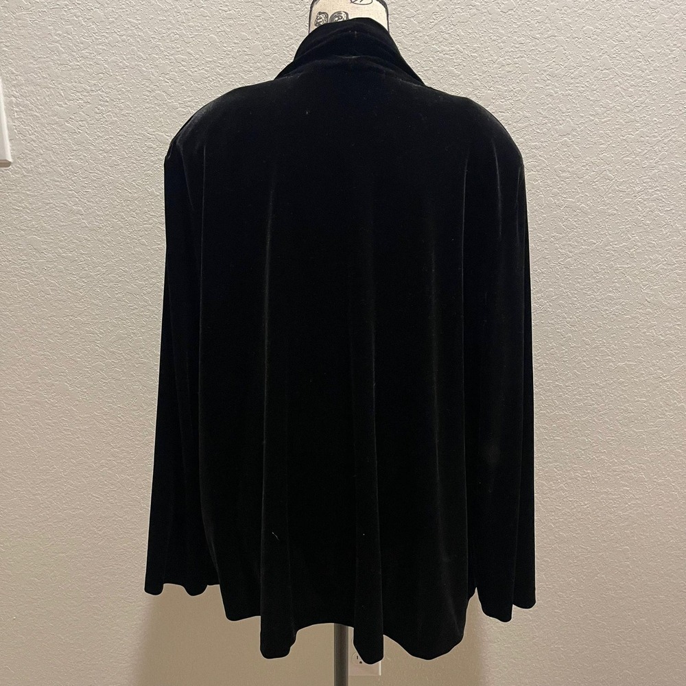 VTG Fashion Bug Womens Velvet Cardigan Open Front Black Plus Size 18/20 W Career - Picture 5 of 8